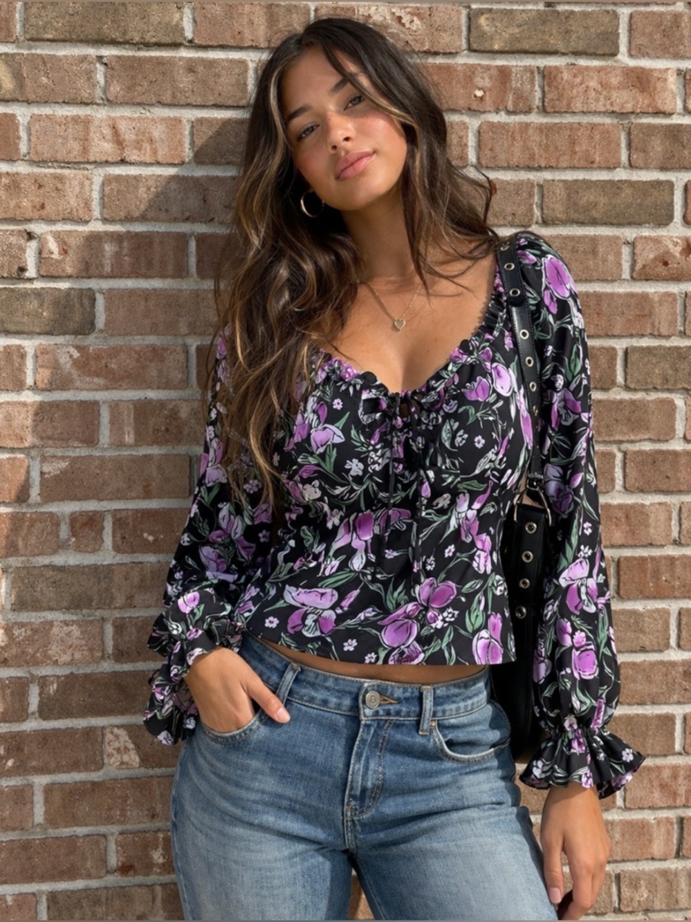 Whimsigoth Boho Peasant empire waist Romantic Cottagecore Puff Sleeve Top Medium